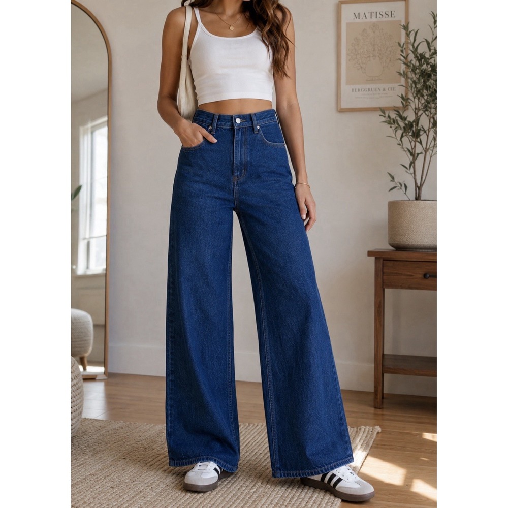 Aritzia Denim Forum The '90s Lo Rise Baggy Wide Jeans Womens 24 Blue Denim Pants